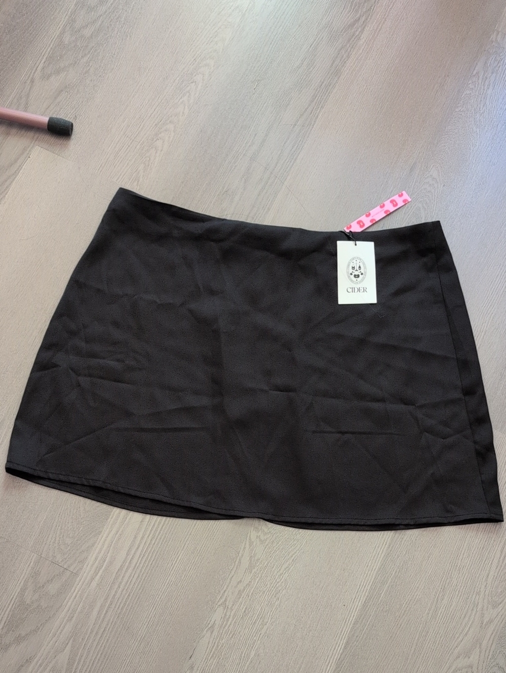 Cider Black Mini Skirt - Sleek Straight Silhouette